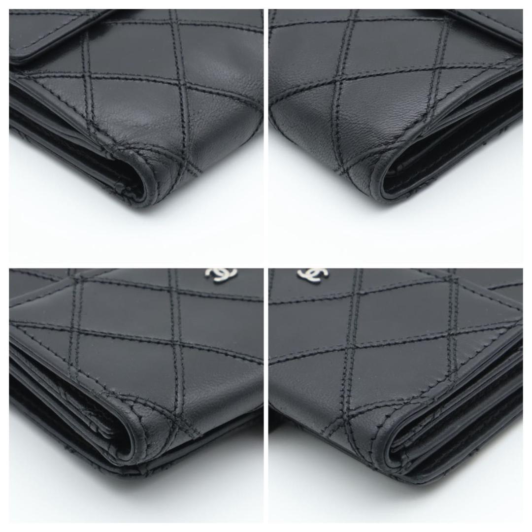 【極美品】CHANEL ビコローレ　Wホック　二つ折り財布　ラムスキン　黒