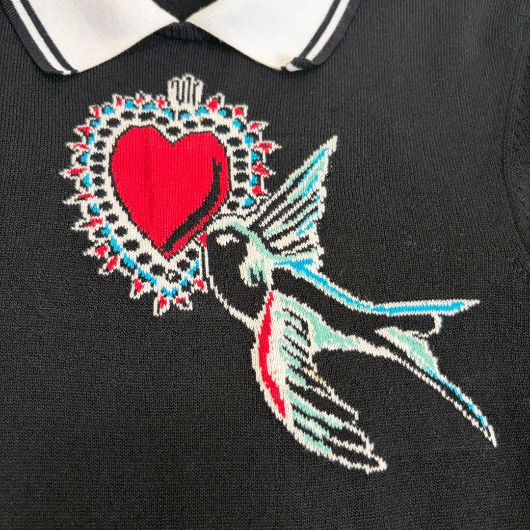 RED VALENTINO ハート刺繍 半袖ニット　ツバメ　刺繍 ワンピース
