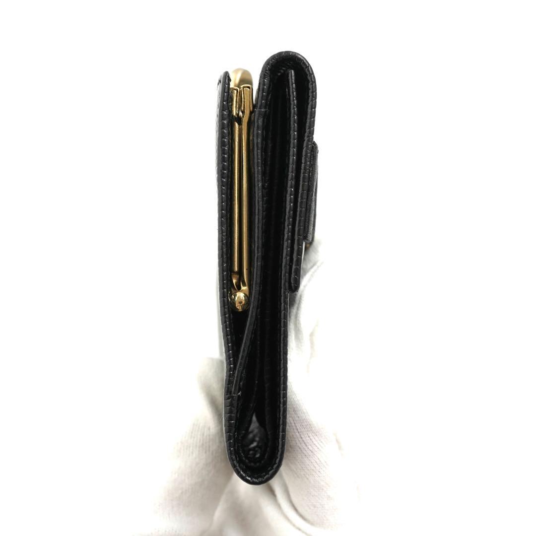 ✨未使用に近い✨　Ferragamo ミニ財布　ヴァラリボン　リザード　ブラック