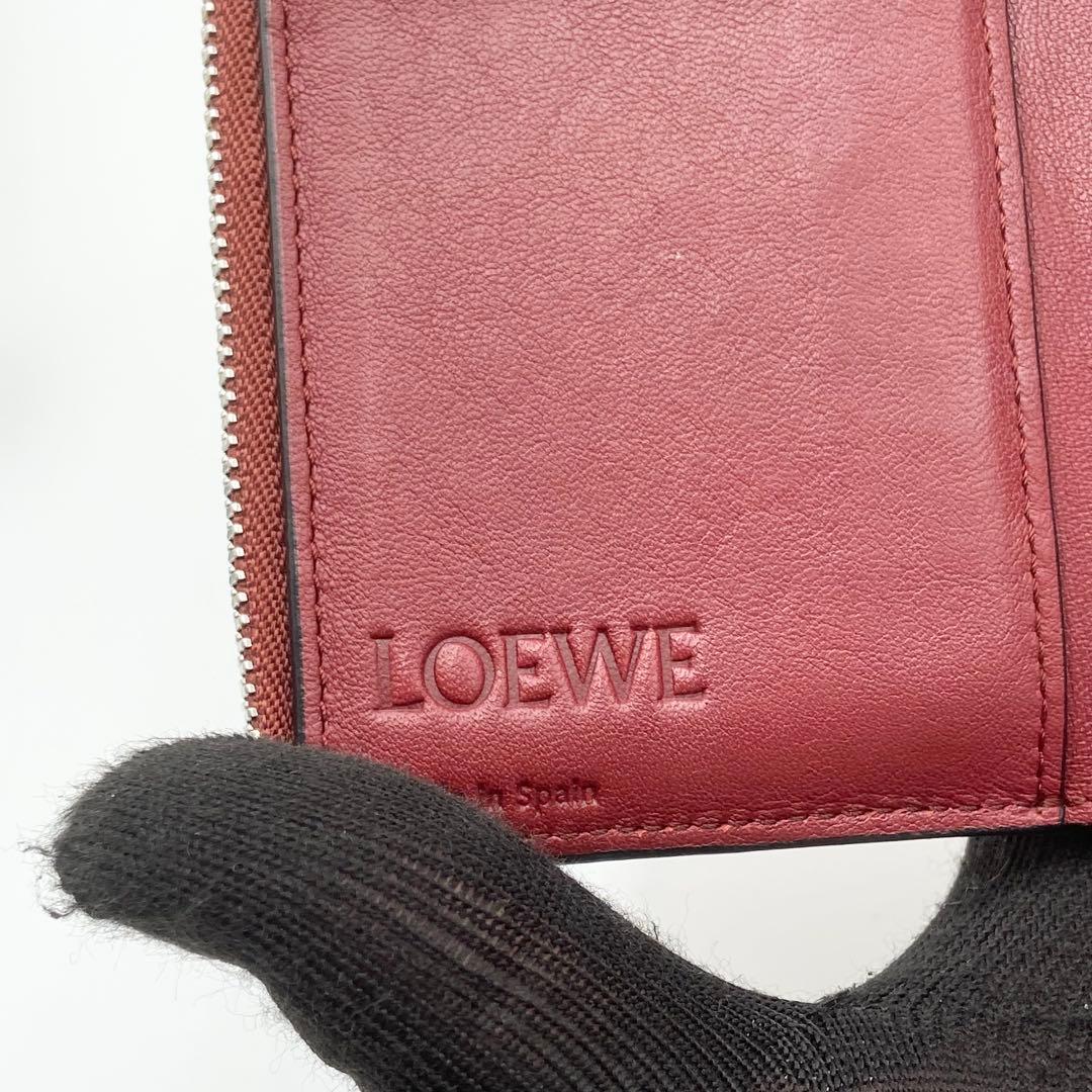 ロエベ　三つ折り財布　スモールバーティカルウォレット　アナグラム　ブラウン