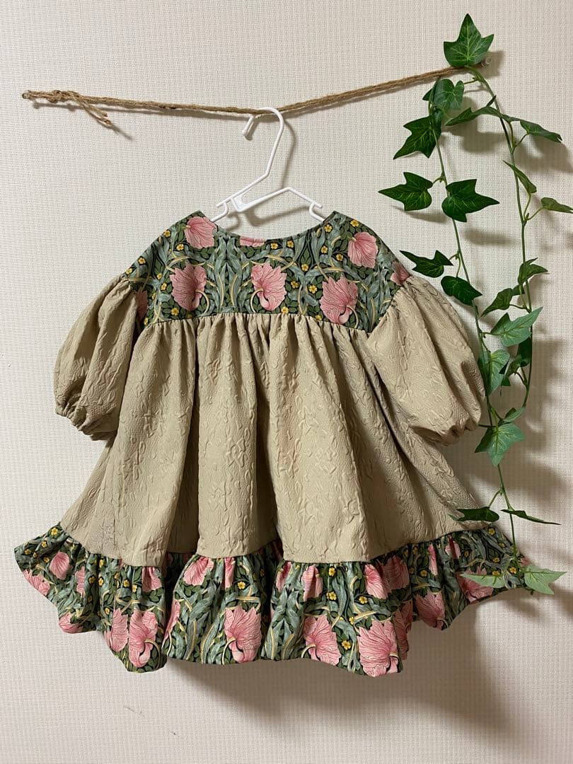 ハンドメイド　ふっくら袖ワンピース　90㎝