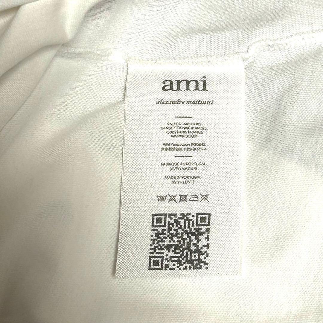 AMI PARIS アミパリス 刺繍ロゴ ロングスリーブ Tシャツ 白 ロンT