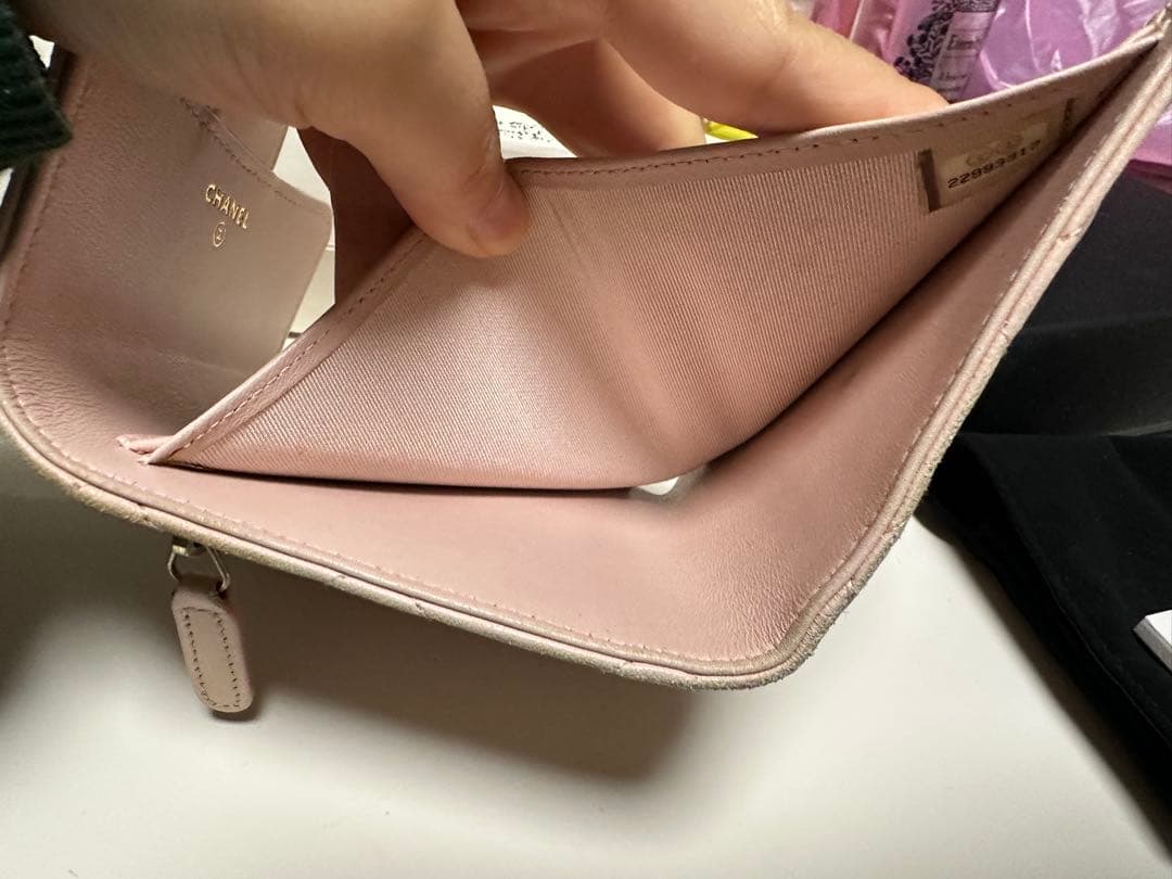 CHANEL 三つ折り財布 ピンク【限定色】