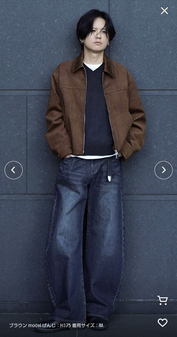 WYM FAUX SUEDE ZIP BLOUSON ブラウン M ウィム