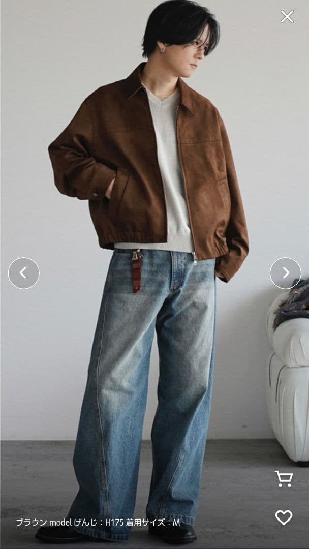 WYM FAUX SUEDE ZIP BLOUSON ブラウン M ウィム