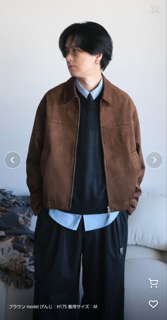 WYM FAUX SUEDE ZIP BLOUSON ブラウン M ウィム