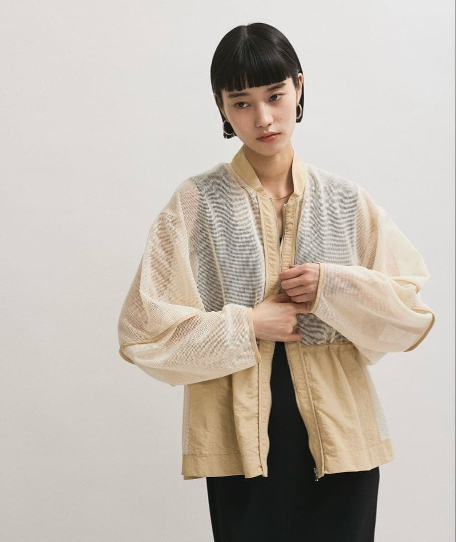 【美品】アダムエロペ　ドロストシアーメッシュカーディガン