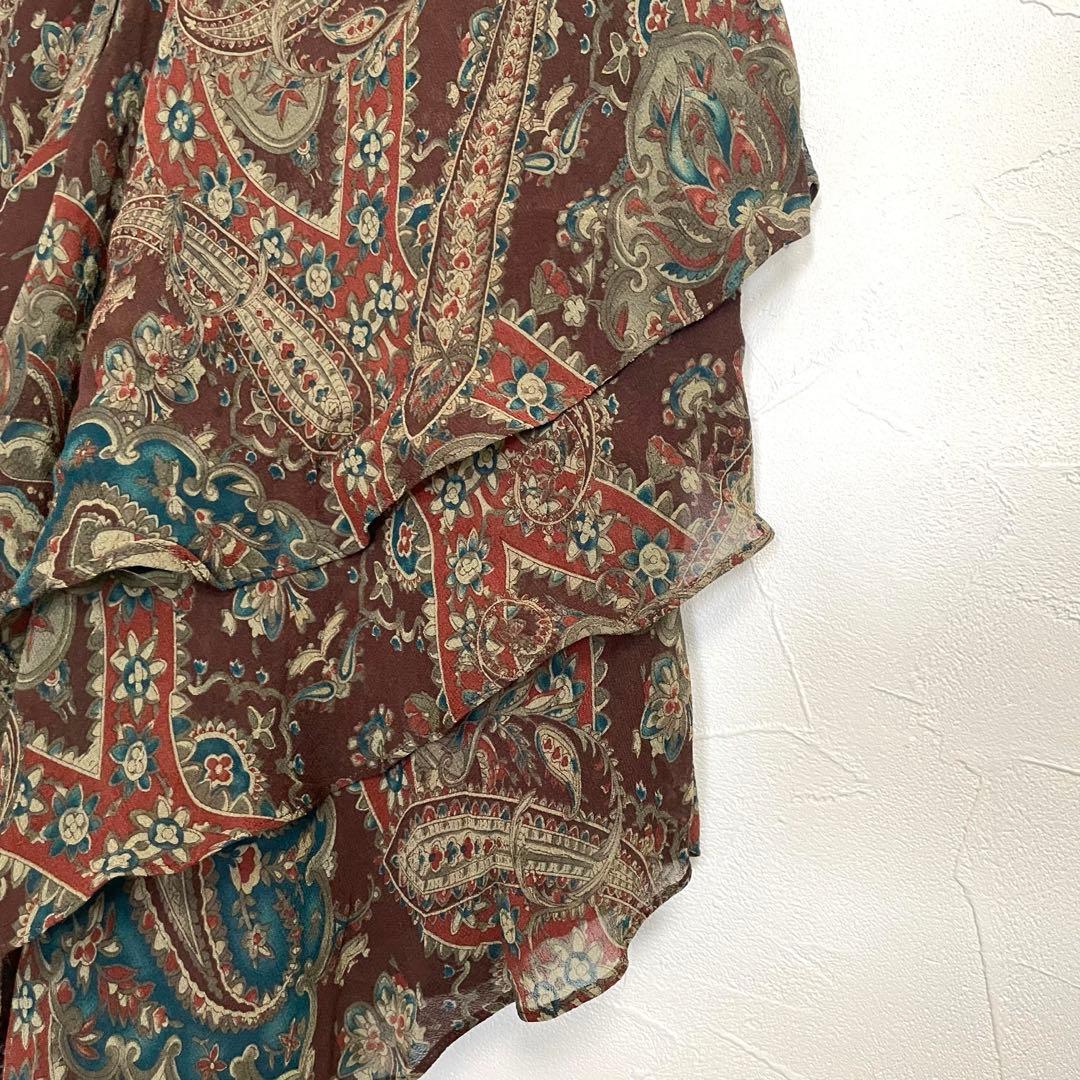 ローレン ラルフ ローレン　ペイズリー柄シルクスカート　S
