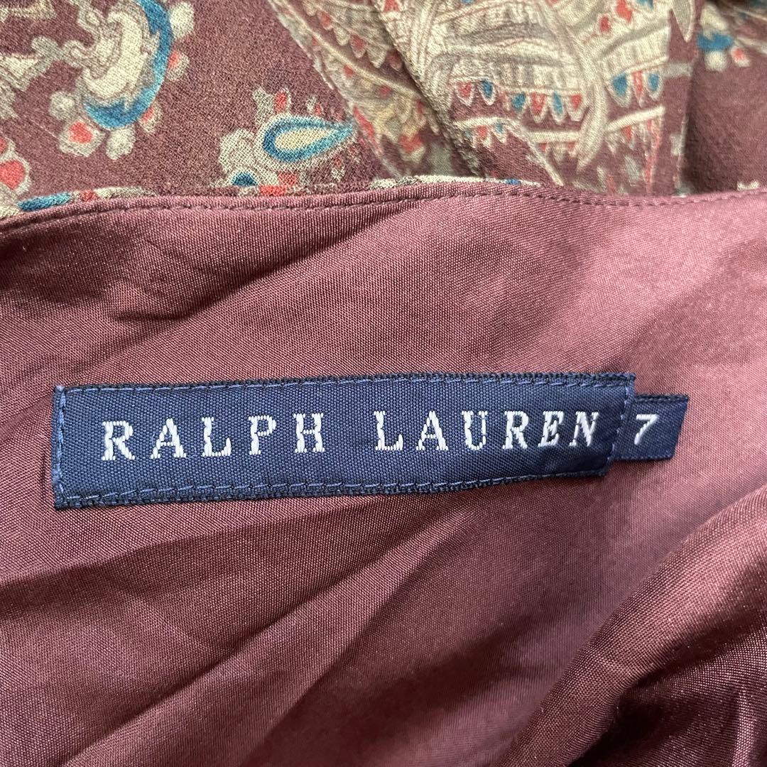 ローレン ラルフ ローレン　ペイズリー柄シルクスカート　S