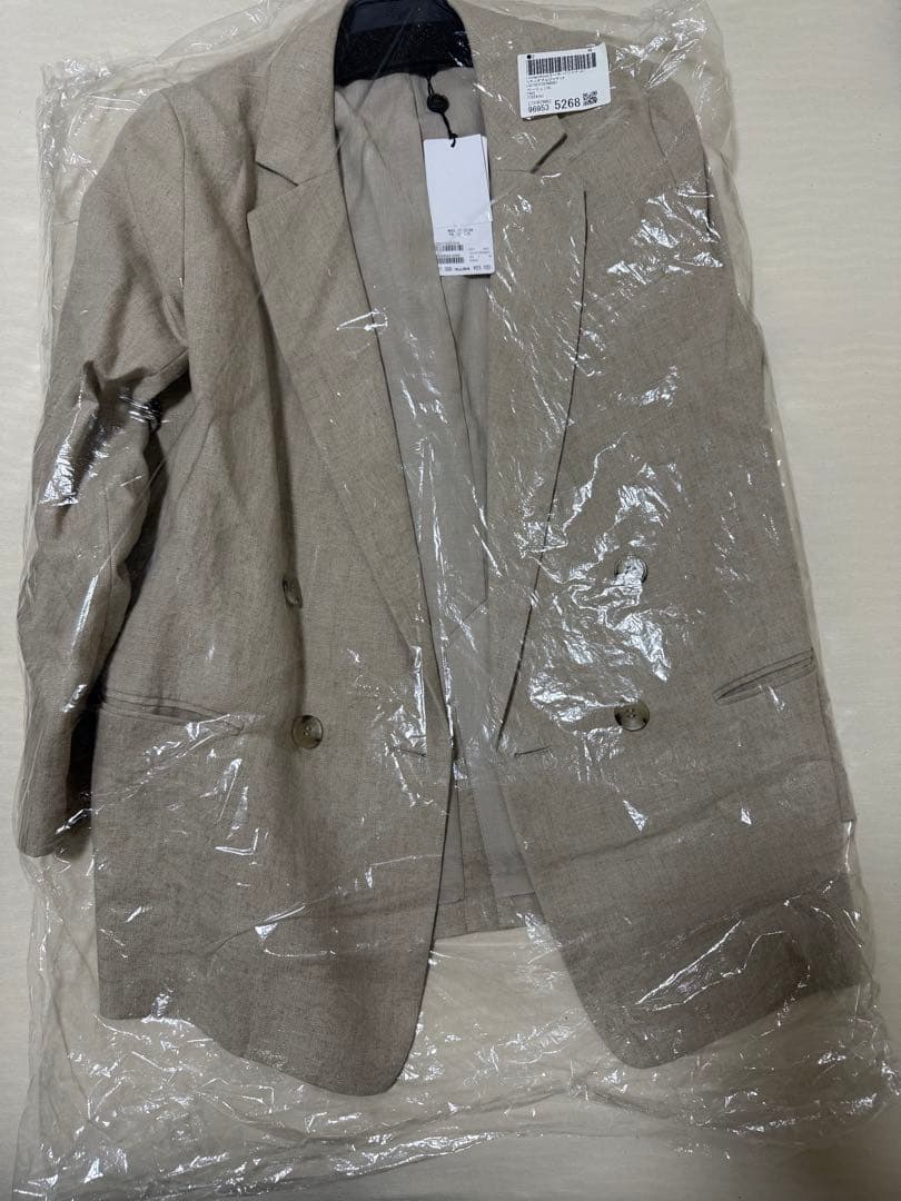 新品タグ付】ラウンジドレス リネンダブルジャケット ブラック
