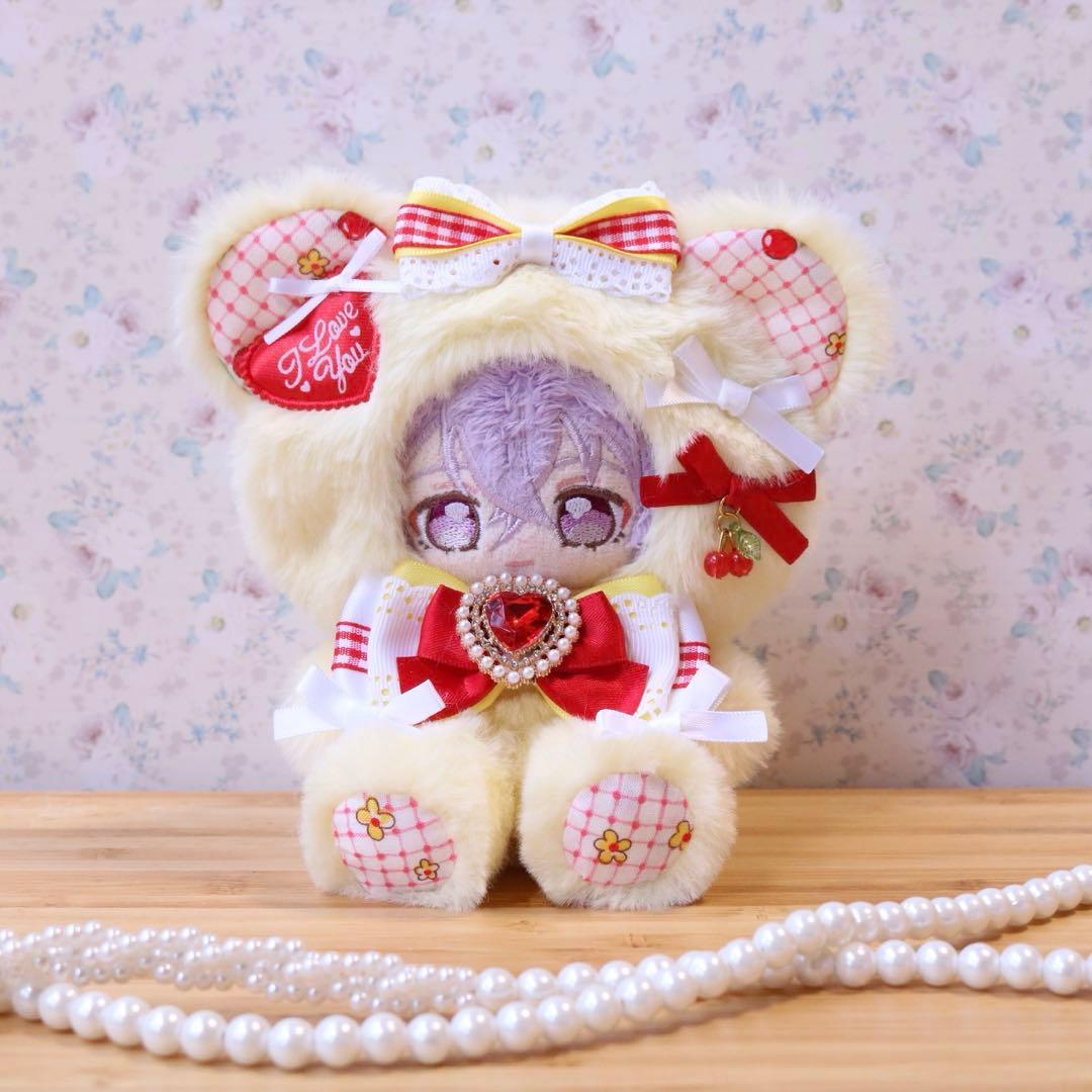 カラフルくまさん.イエロー/12〜14cm おすわりぬい服 着ぐるみ ちびぐるみ