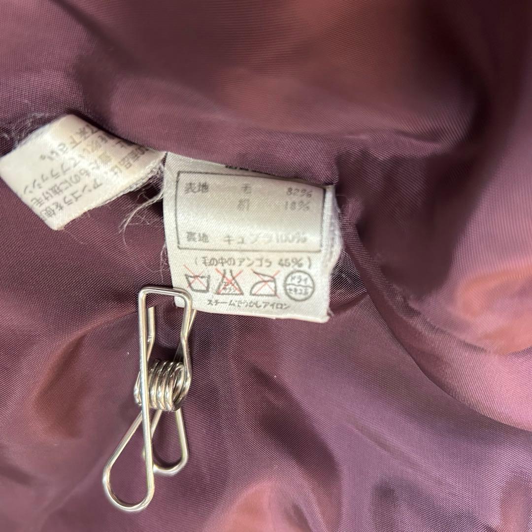 Leilian ダブルブレストロングコート 高級 シルク アンゴラブレンド