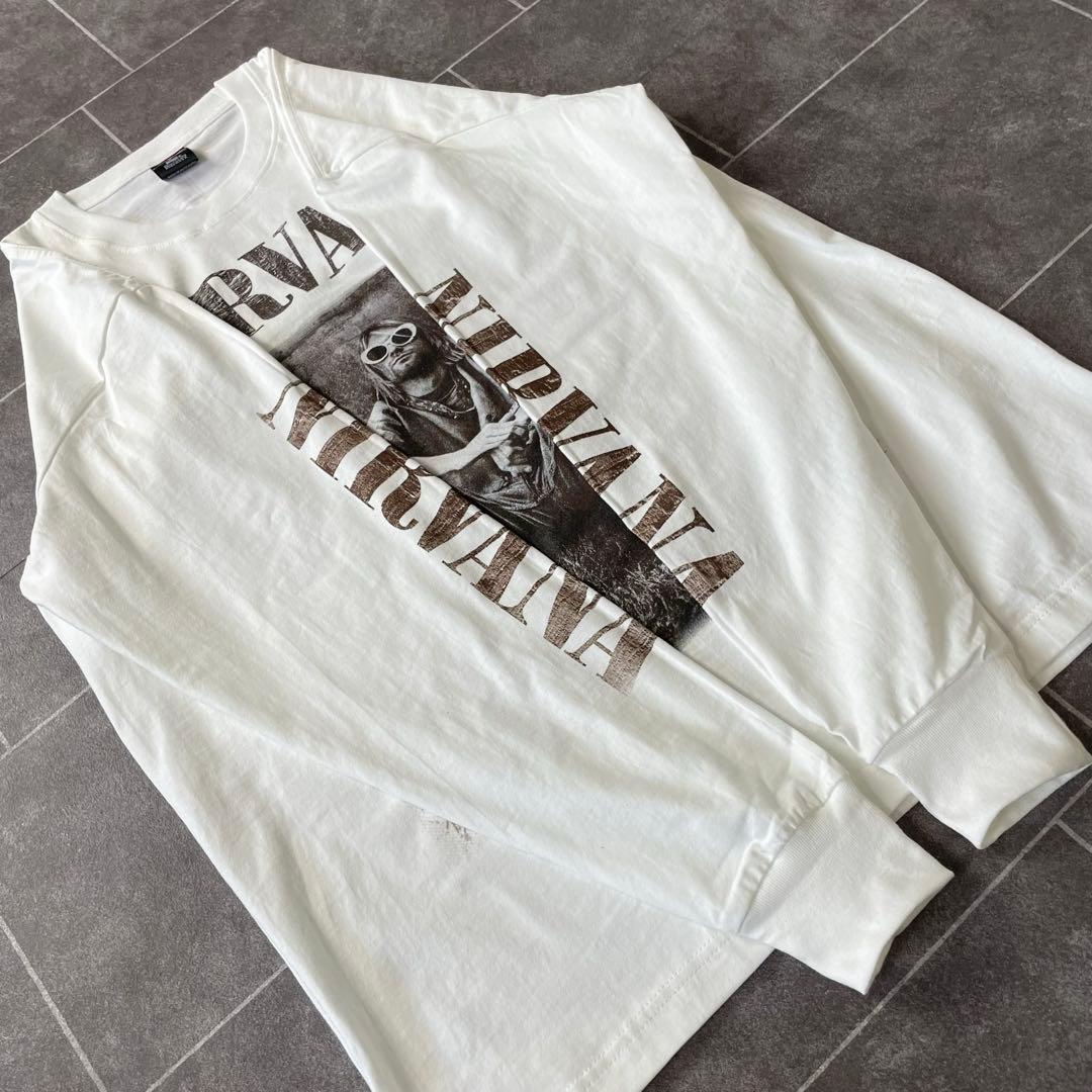 NIRVANA ニルヴァーナ カート・コバーン L/S バンド Tシャツ白XL
