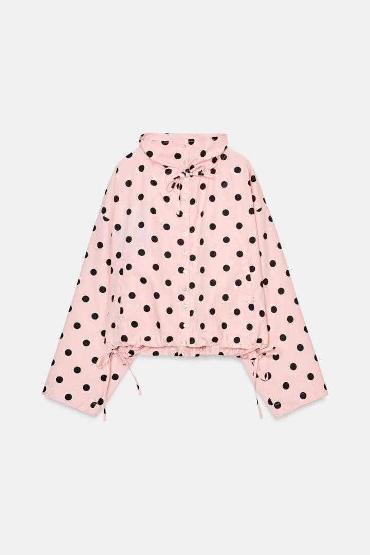 【ZARA】 ドットプリントジャケット ライトピンク M 水玉