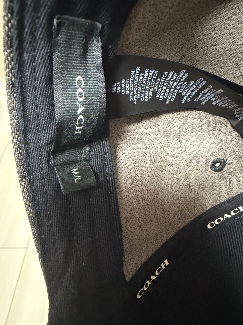 COACH グレー ロゴキャップ M/L