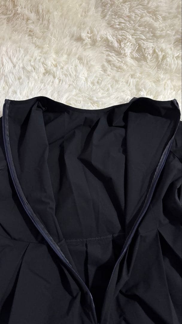 美品☆Ballsey ストレッチタフタ ボックスタックワンピース　ネイビー　34