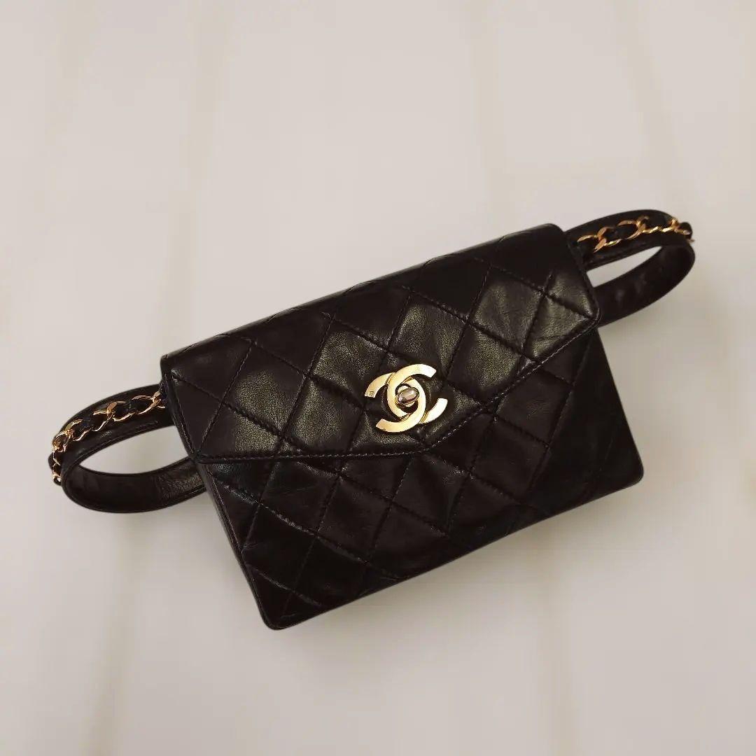 【美品】CHANEL　マトラッセ　ウエストポーチ　ギャランティカード付き　黒