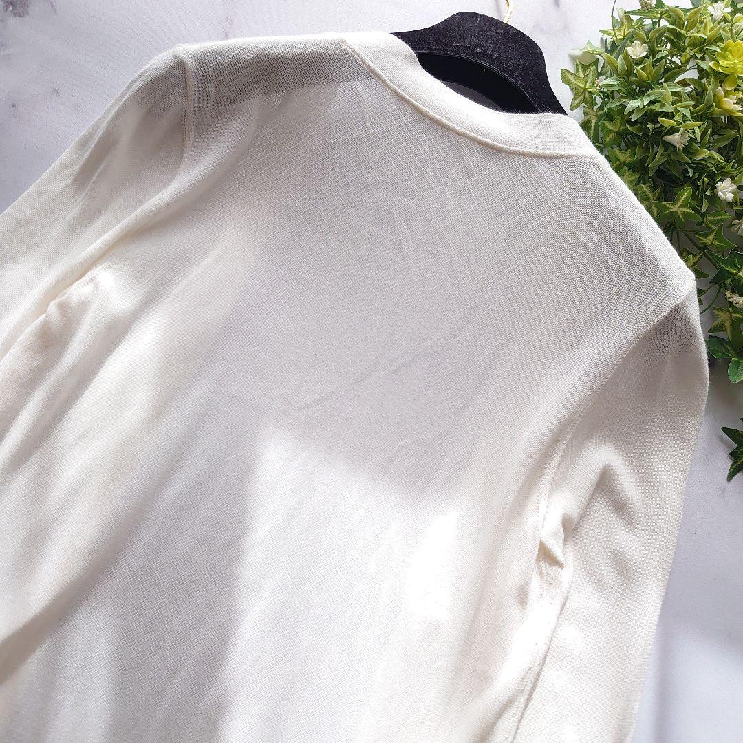 フォクシー Airy Long ロングカーディガン コットン アイボリー ロゴ