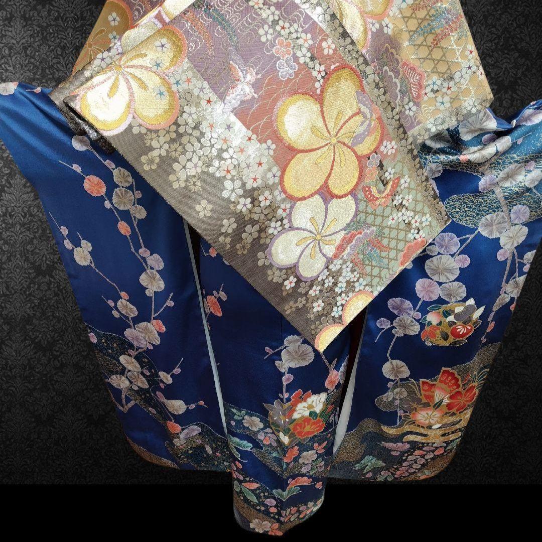 SALE中☆振袖フルセット(6点)成人式・金銀彩加工・金駒刺繍・たたき染め・舞蝶