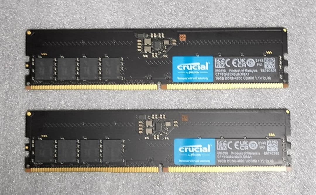 Crucial DDR5-4800 16GB×2 ＋ B650Mジャンクマザー
