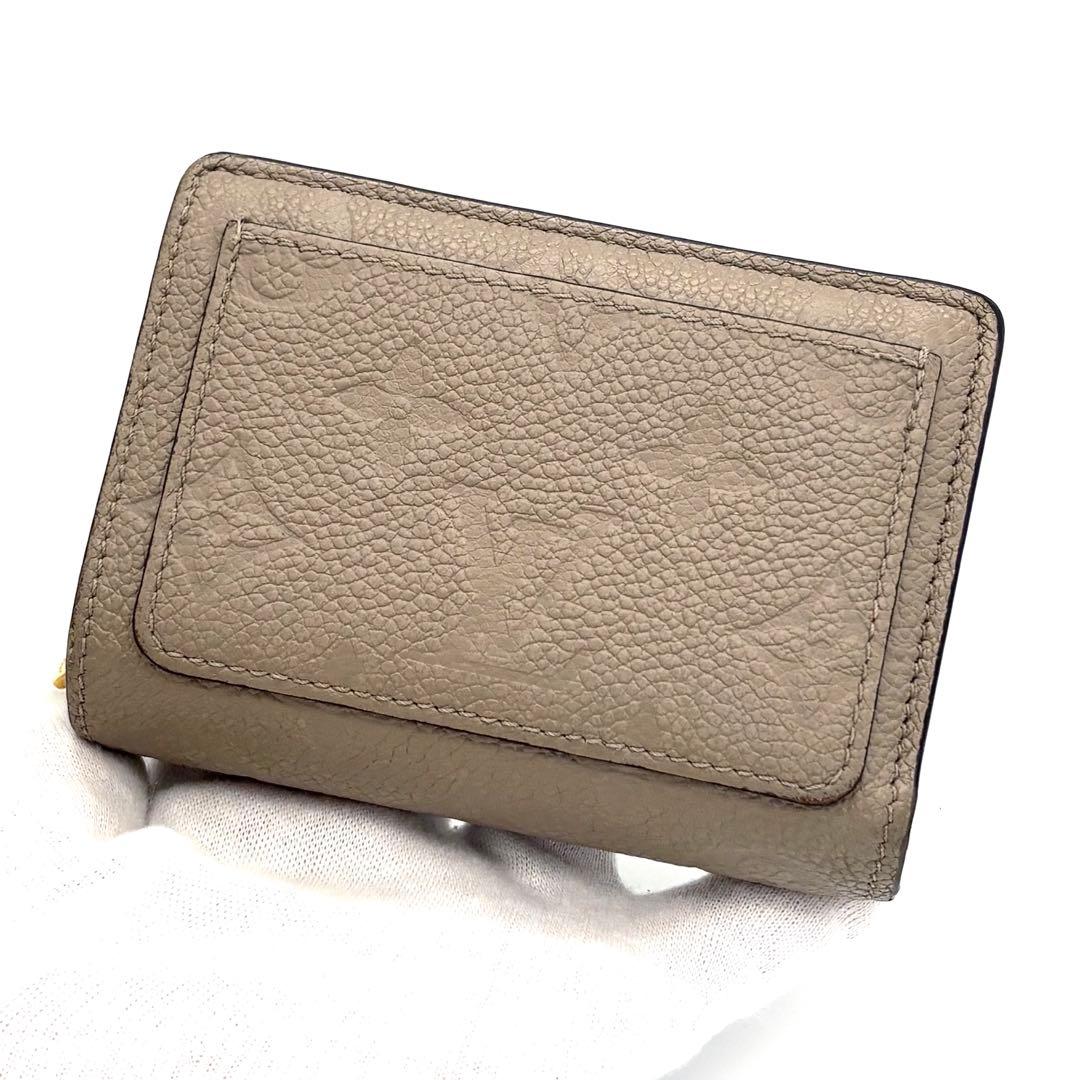 【超美品】ルイヴィトン アンプラント クレア ベージュ 二つ折り財布 付属品あり