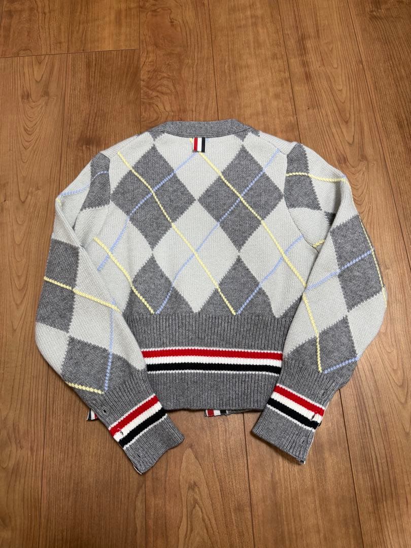 THOM BROWNE トムブラウン アーガイルカーディガン クロップド グレー