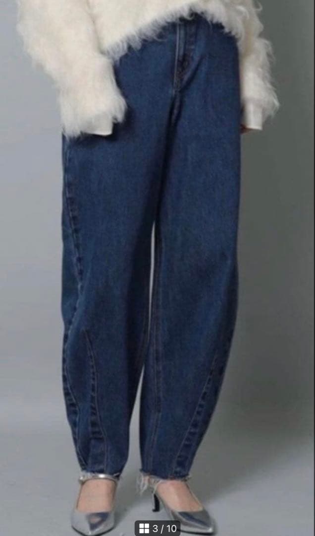 【美品】カデュネCADUNE カーヴィーデニムパンツ　38濃紺　神崎恵