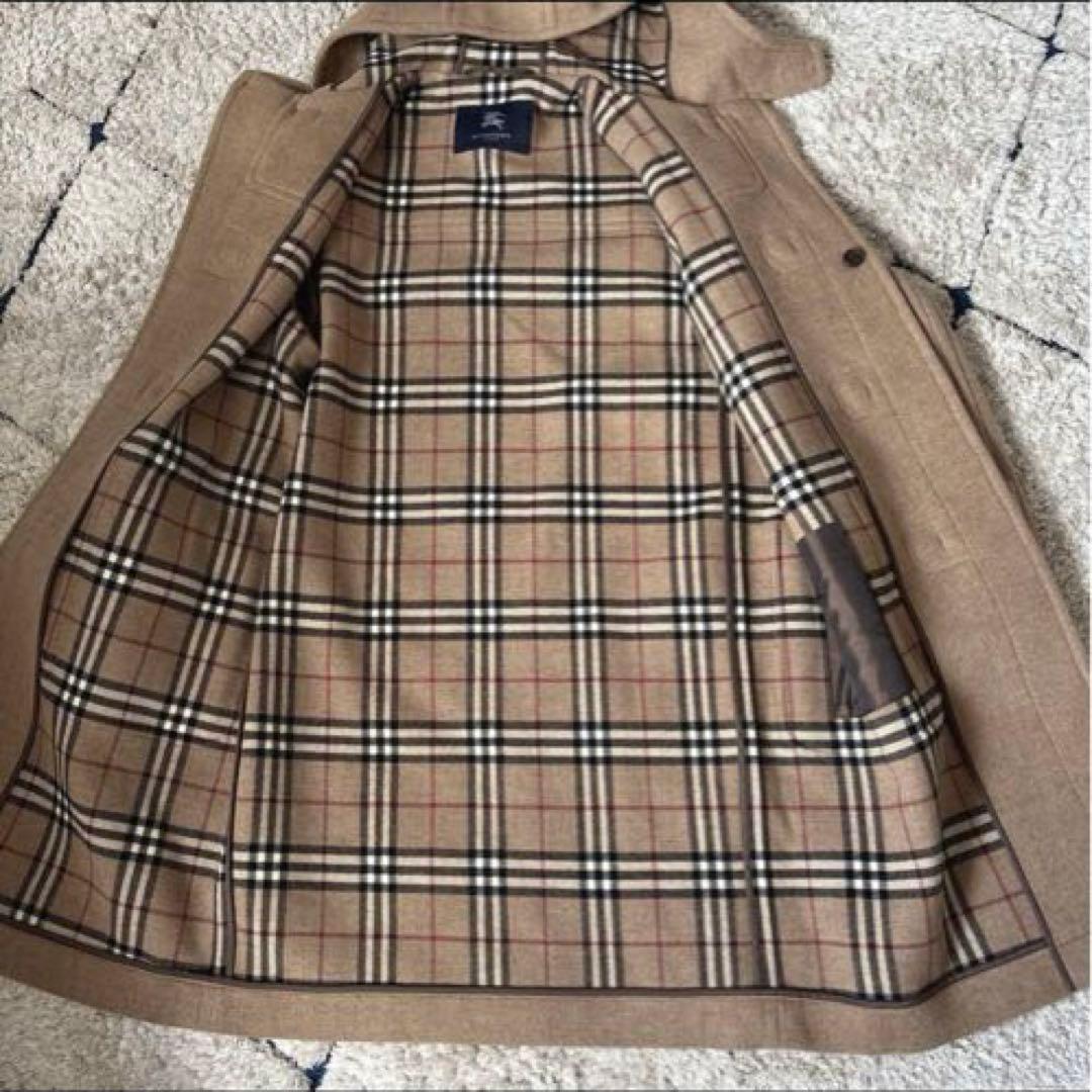 【希少✨】バーバリーロンドン　ダッフルコート　カシミヤ　牛革　レザー　チェック