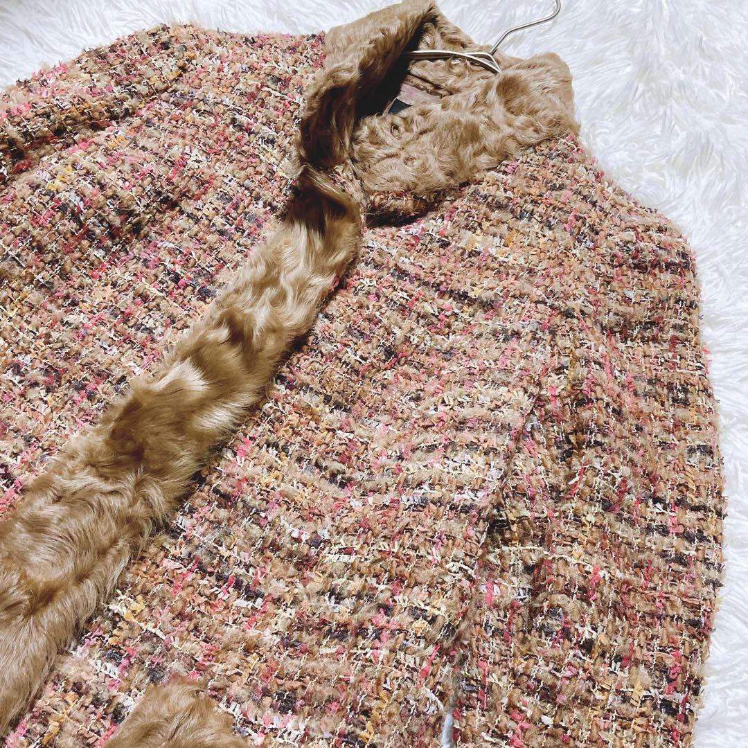 良品⭐️EPOCA エポカ　ツイードコート　リアルファー　アルパカ混　ベビーゴート