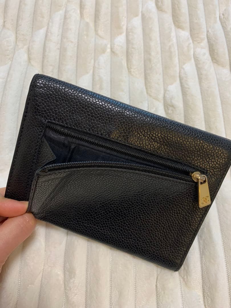 【美品】CHANEL シャネル・黒レザー 三つ折り財布