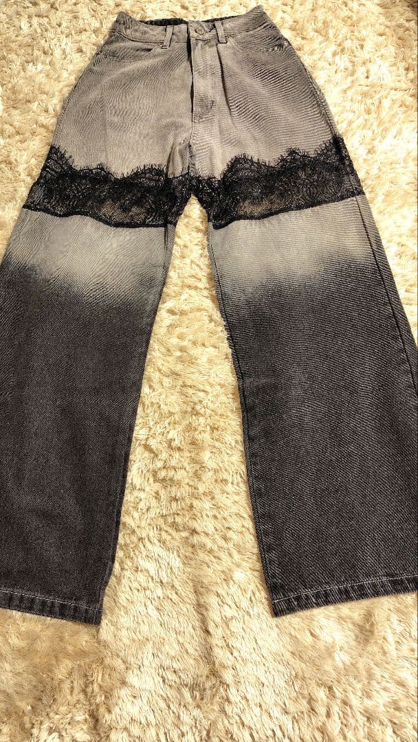 美品❤Darich(ダーリッチ)スカラップレースデニムロングパンツ　サイズS