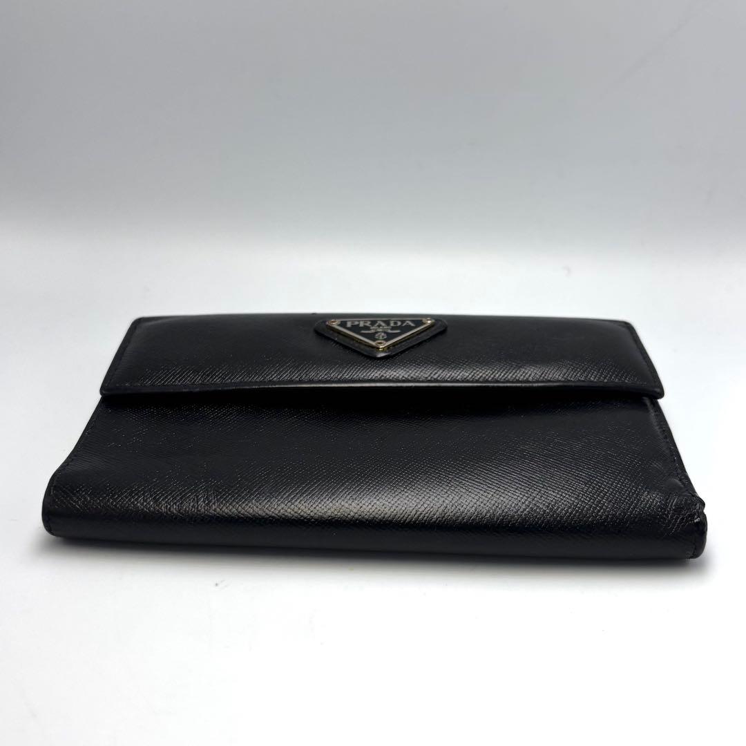 PRADA プラダ 三つ折り財布 サフィアーノレザー ブラック＆カード収納