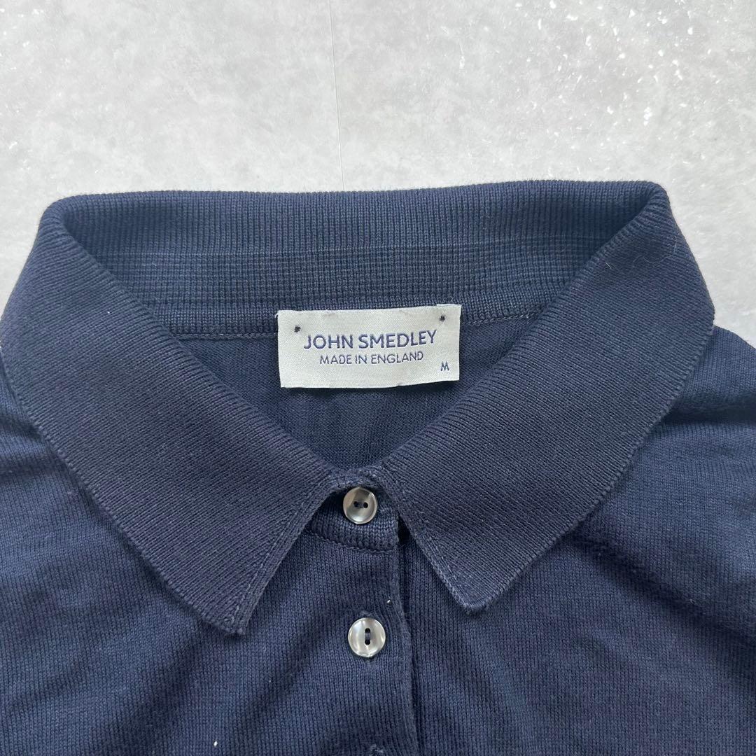 【美品】JHON SMEDLEY ニットポロシャツ ネイビー サイズM