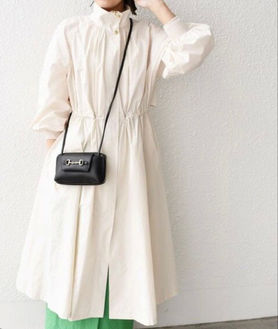 美品 SHIPS シップス スタンドカラー ロングコート ホワイト