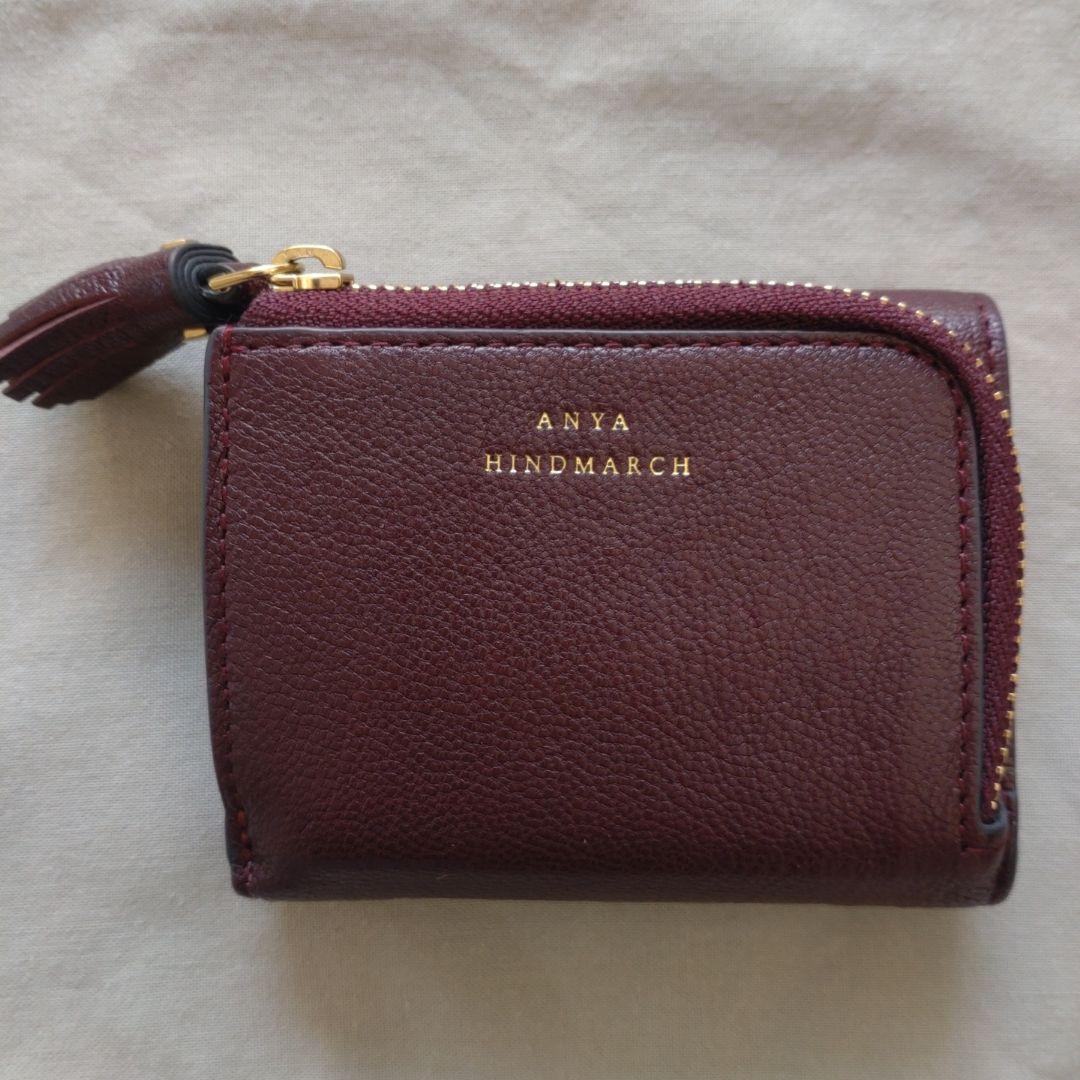 【komi 】ANYA HINDMARCH バーガンディ 三つ折り財布