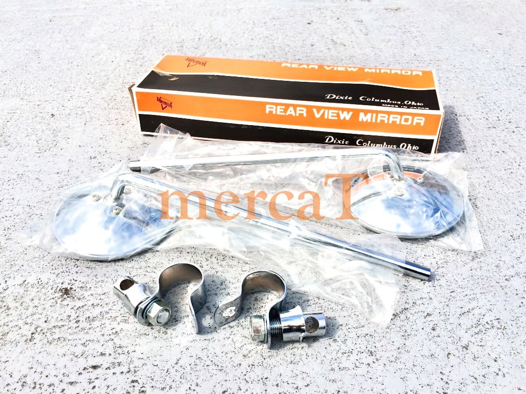 oto【A-品-スクラッチ】NOSラウンドミラークランプ付属2本セット