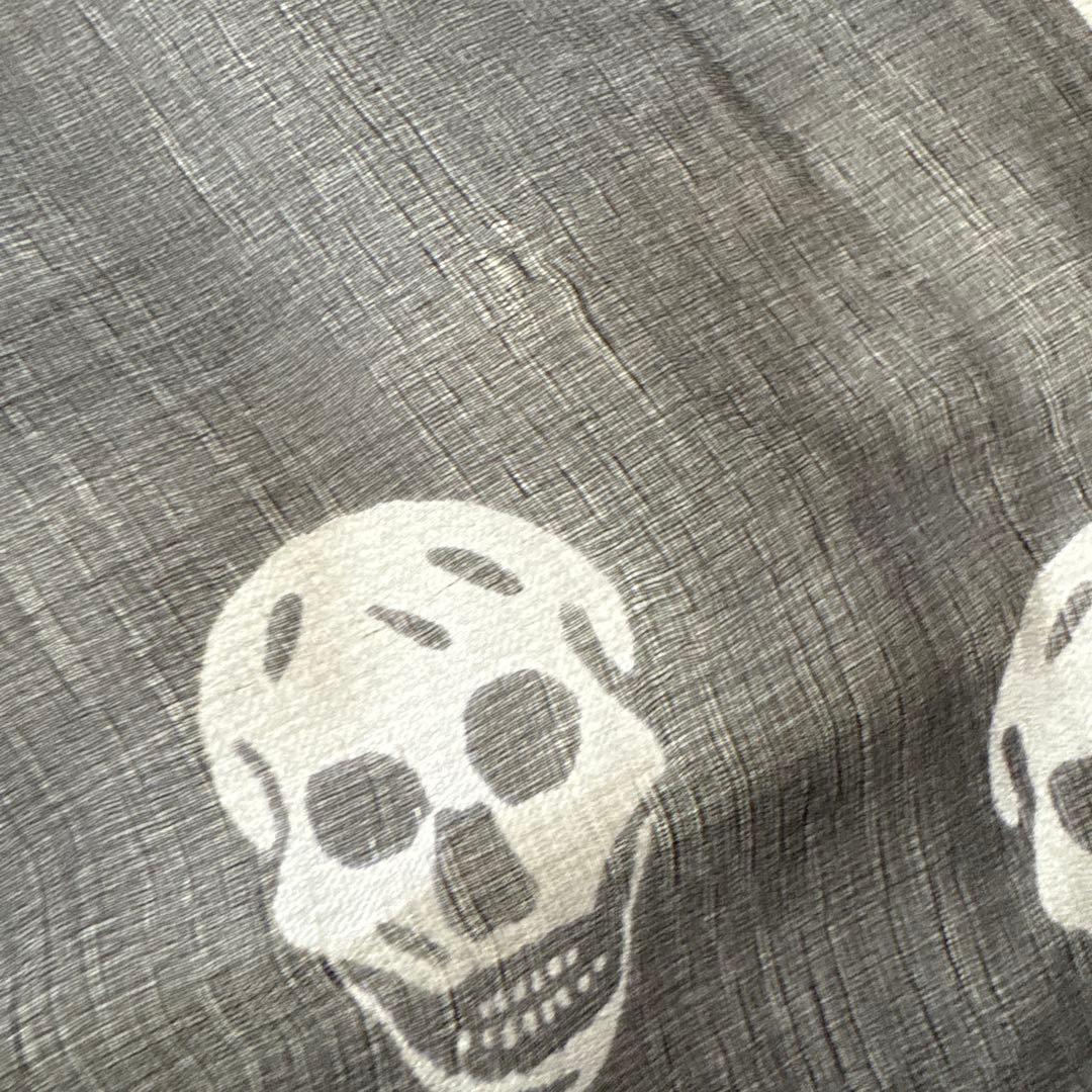 ALEXANDER McQUEEN シルクストール　スカル　スカーフ　ネイビー系