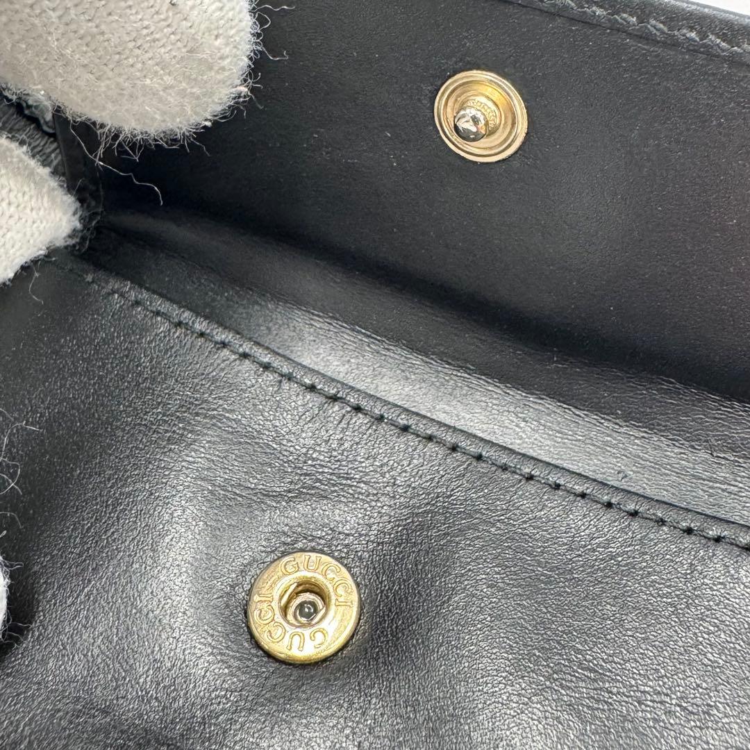 GUCCI グッチ マイクロシマ レザー ラウンド コンパクト財布 ミニ財布 黒