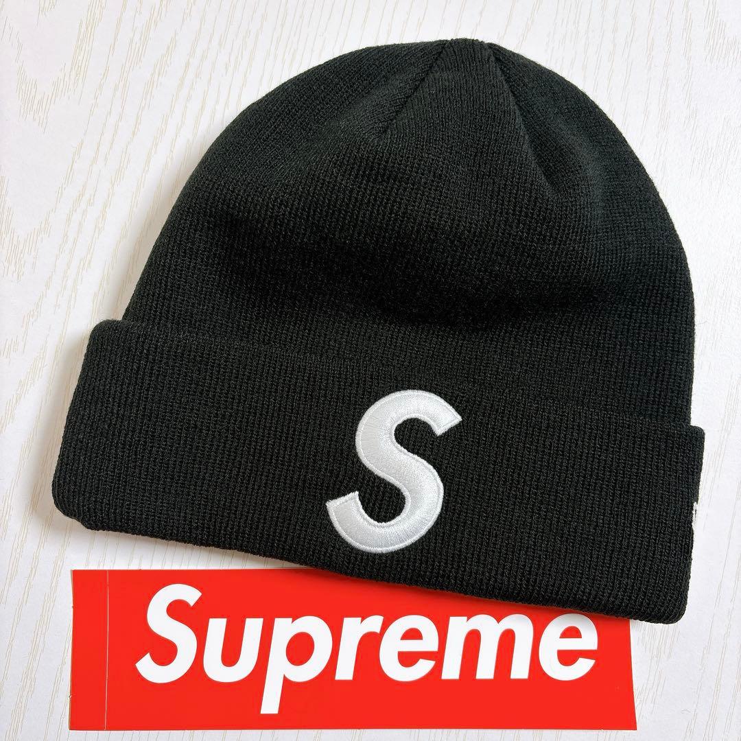 Supreme NEW ERA S logo Sロゴ　ニット帽　ブラック　黒