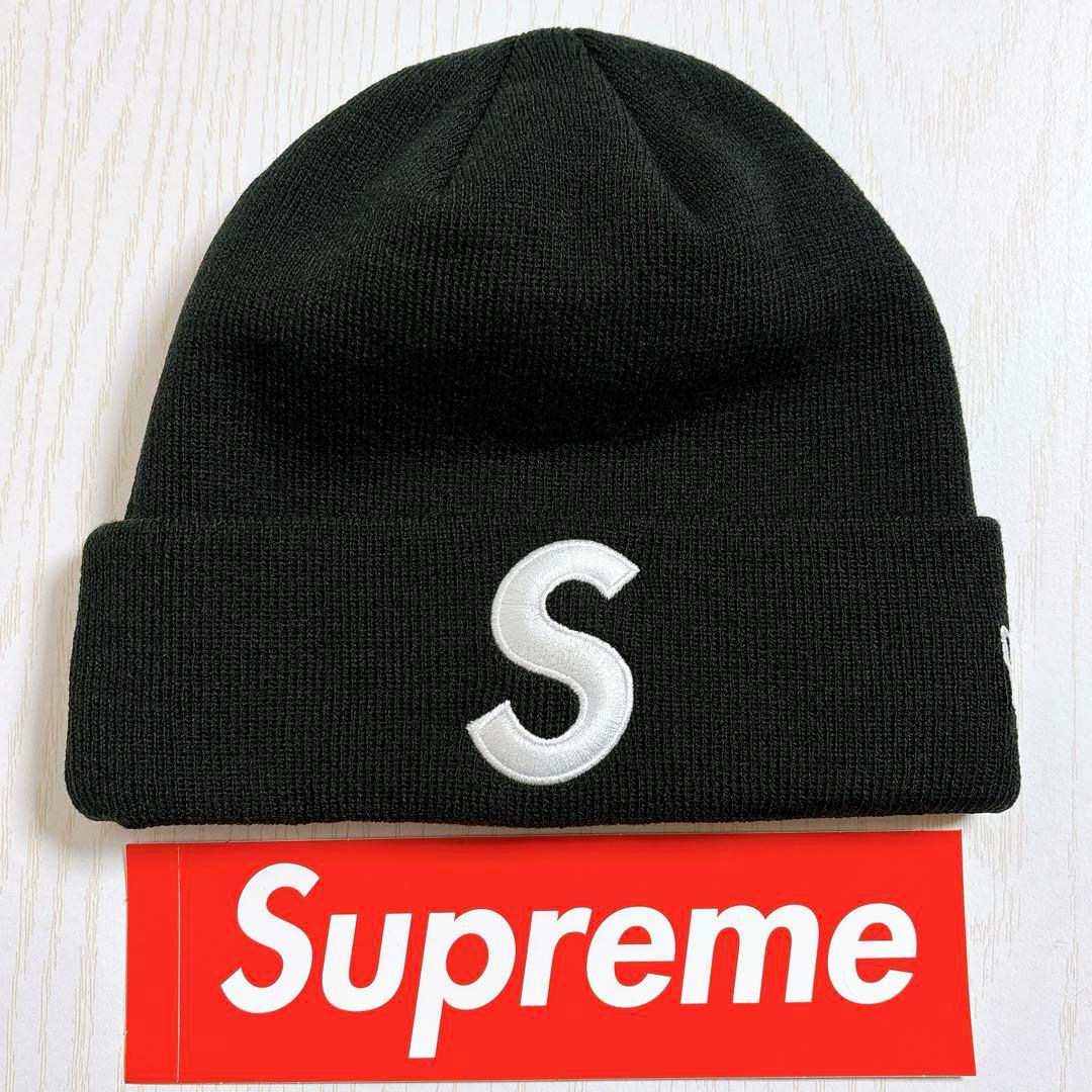 Supreme NEW ERA S logo Sロゴ　ニット帽　ブラック　黒
