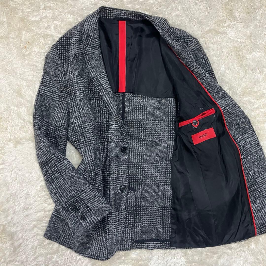 HUGO BOSS テーラードジャケット　チェック　秋冬　背抜き　2ボタン