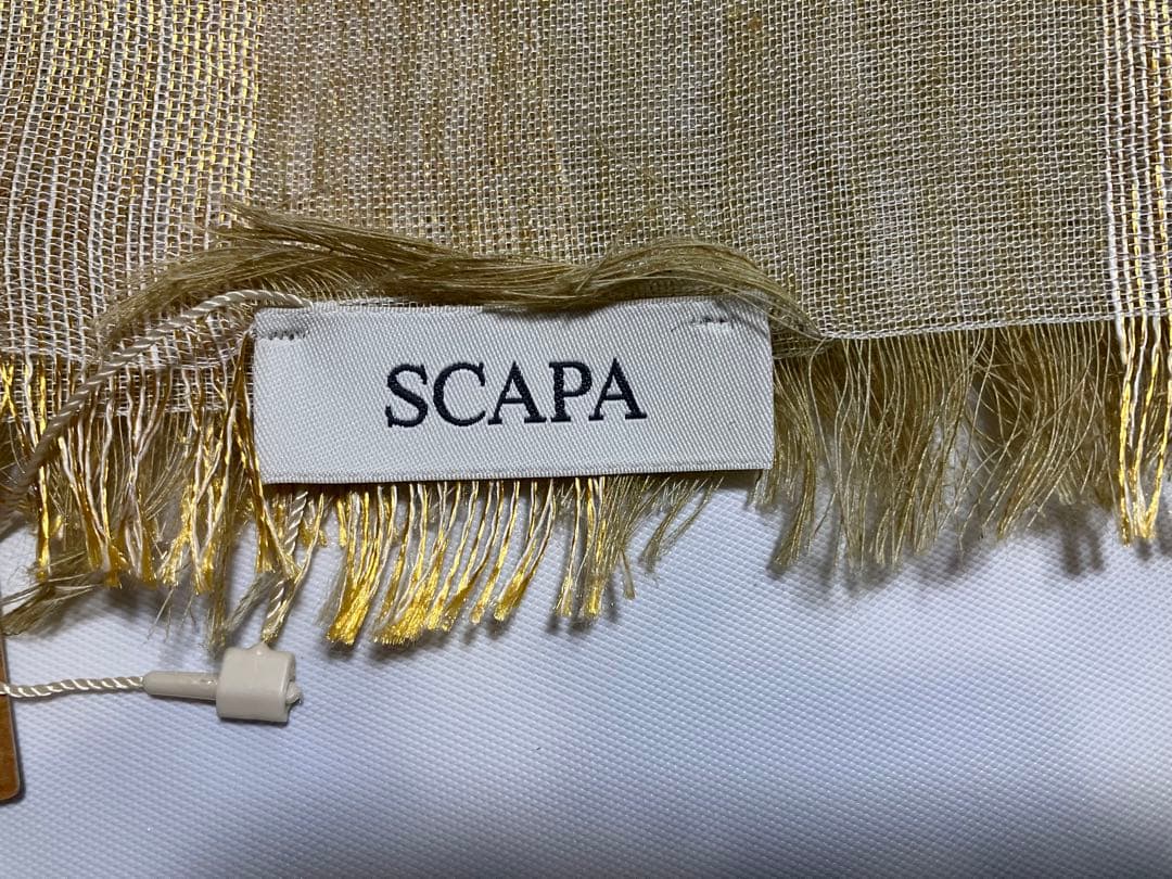 未使用 タグ付き SCAPA スキャパ 大判 スカーフ ストール 麻 レーヨン