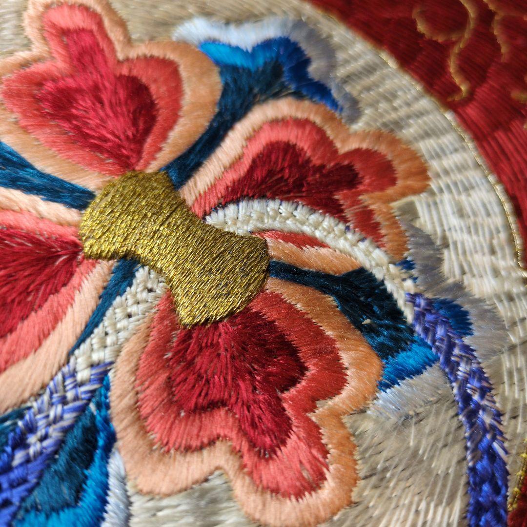 手刺繍　アンティーク　帯　リメイク　アンティーク　ハギレ