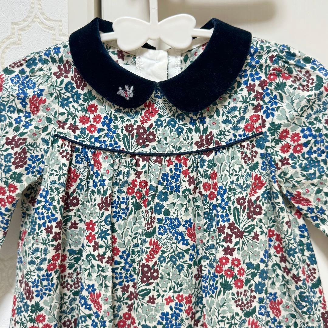 【 美品 】familiar リバティ 小花柄 ワンピース 80cm 女の子