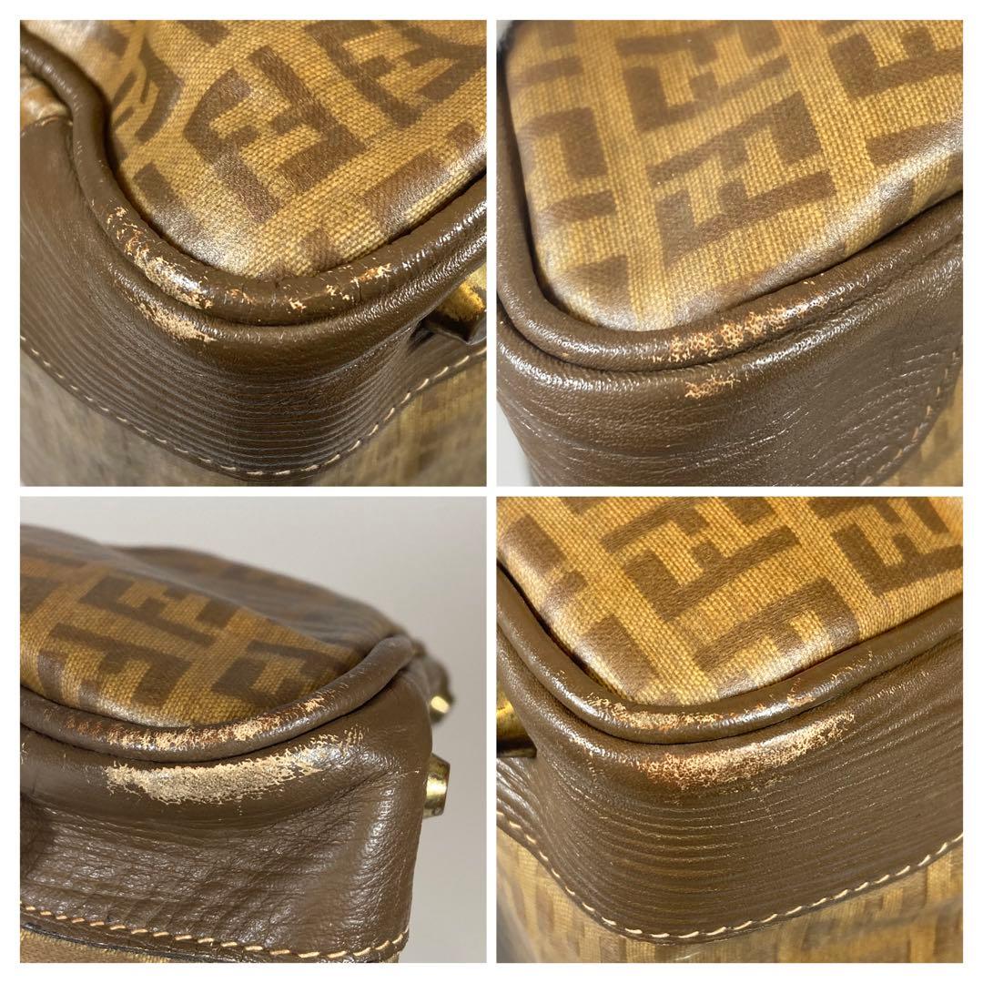 FENDI フェンディ ミニボストンバッグ エナメル ズッキーノ ブラウン