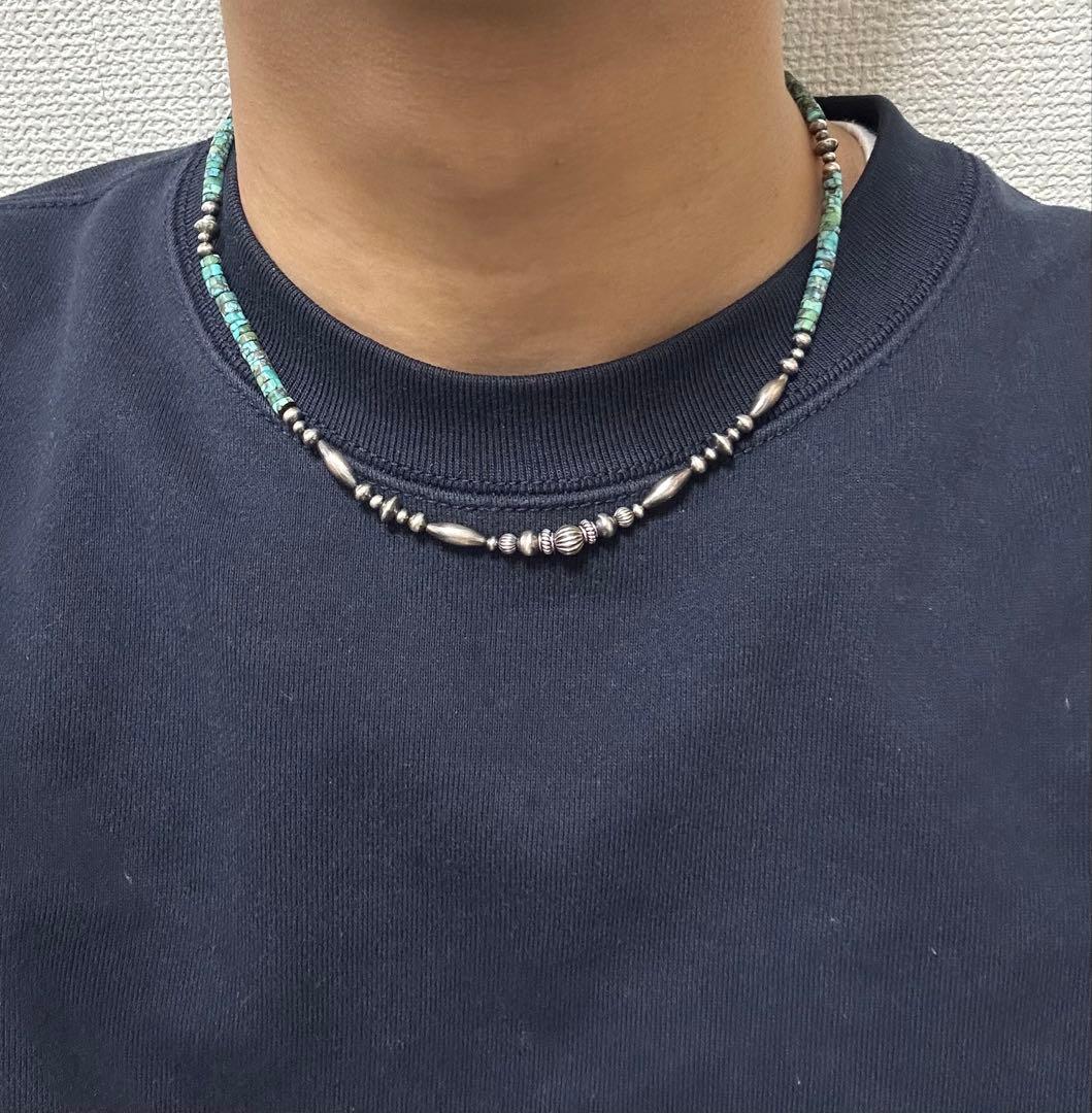 ナバホ ビーズ パール シルバー silver 925 ネックレス ターコイズ