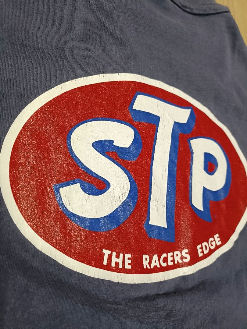【M】 STP motor TシャツUSA製 anvil/袖裾シングル/茄子紺