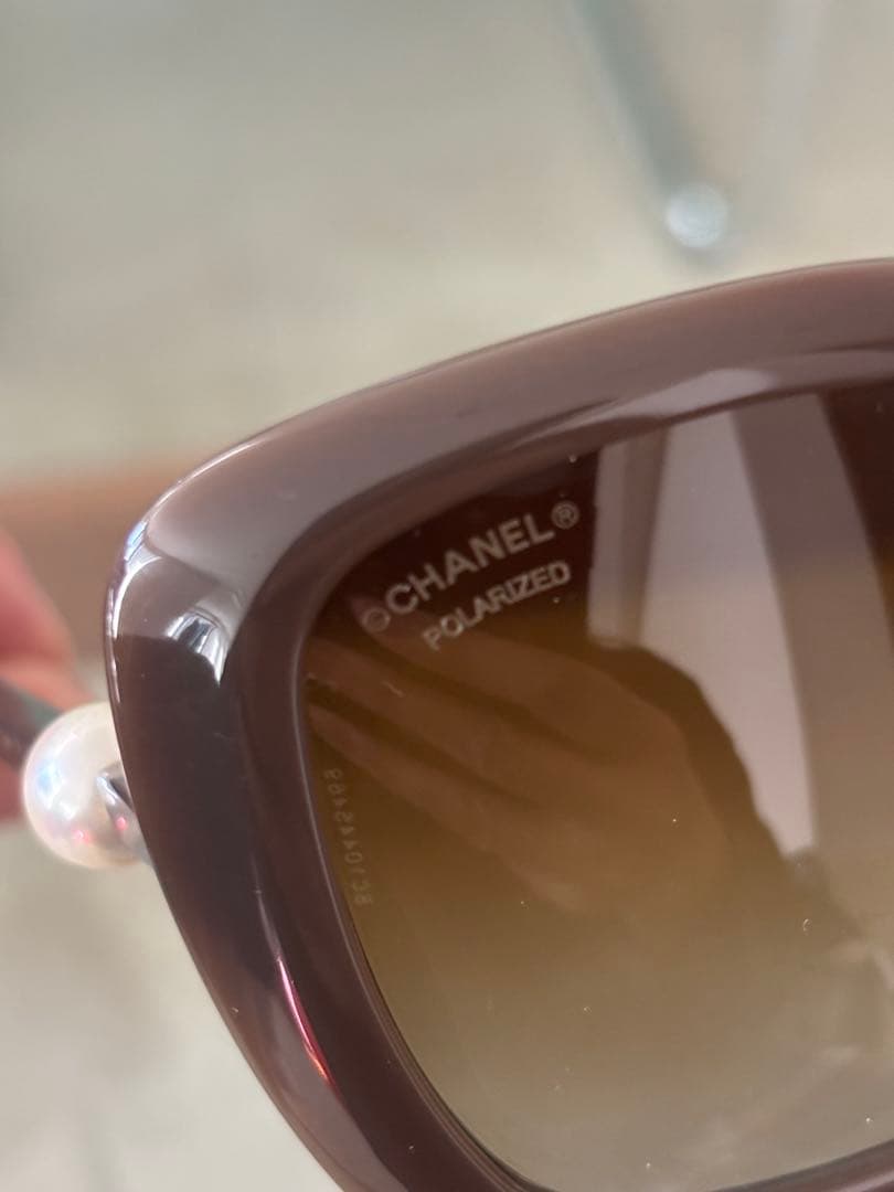 CHANEL ブラウン キャットアイ サングラス　パール